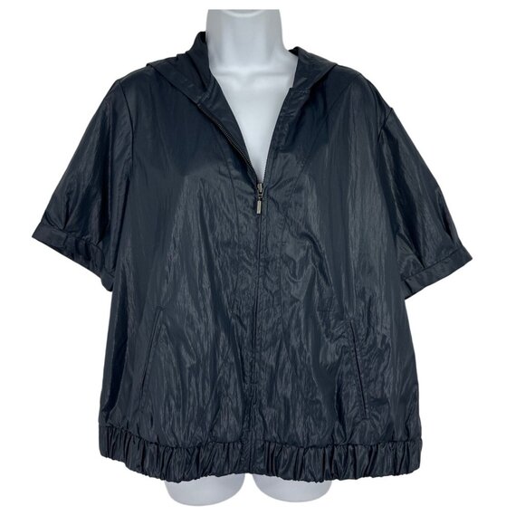 Zenergy By Chico’s Hooded Short Sleeve Jacket Blue Size 2 US L - Picture 1 of 7